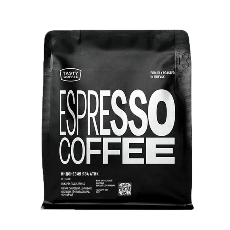 Кофе для эспрессо в зернах "Индонезия Ява Атик"(микролот), 250г, Tasty Coffee